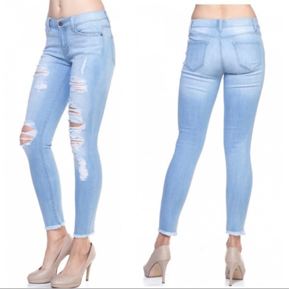 Distressed/Destroyed Skinny Stretch Jeans Junior 9